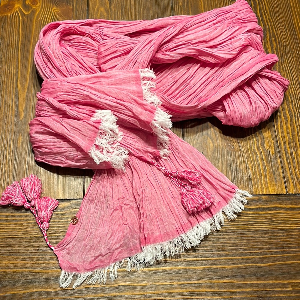 Lululemon Pink and White Fringe scarf and cover up
